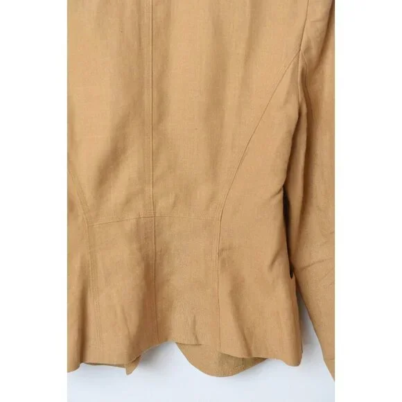 Vintage DKNY Women’s Camel 100% Linen Blazer Jacket Size 8 - Picture 12 of 16